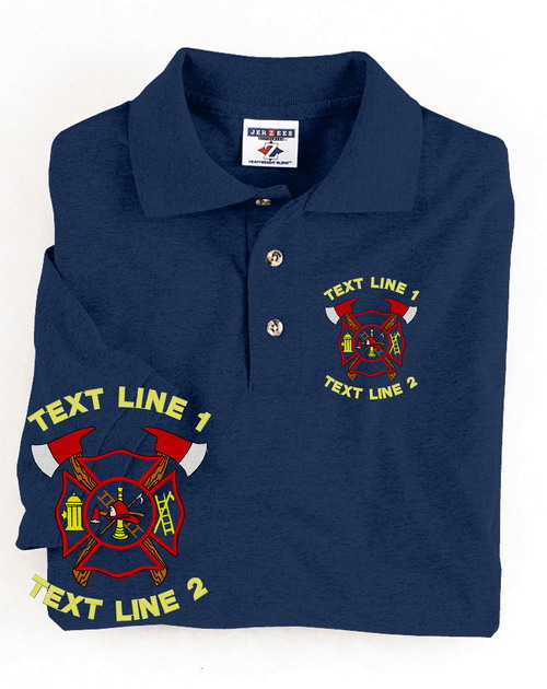 (image for) Firefighter Maltese Cross w/ Axes Polo Embroidered #172